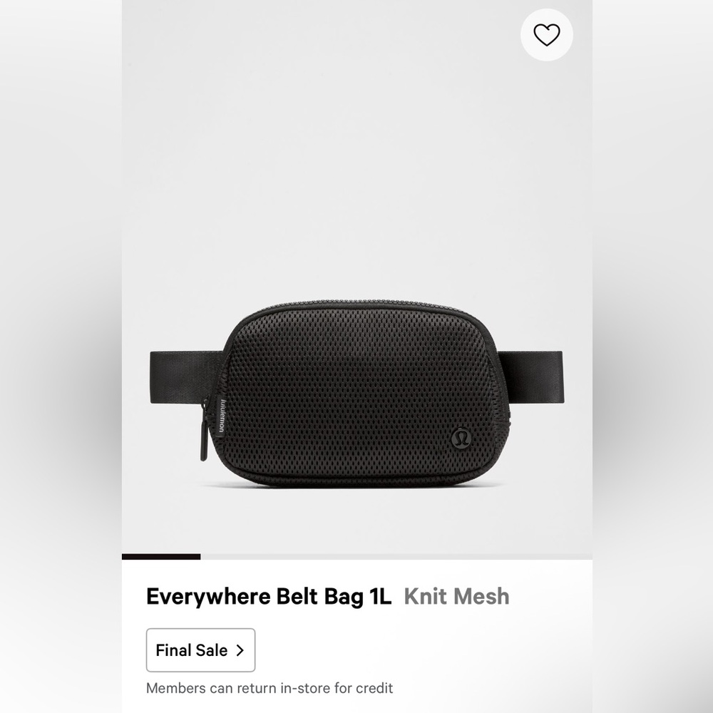 NWT Lululemon Everywhere Belt Bag 1L   Knit Mesh  Black
